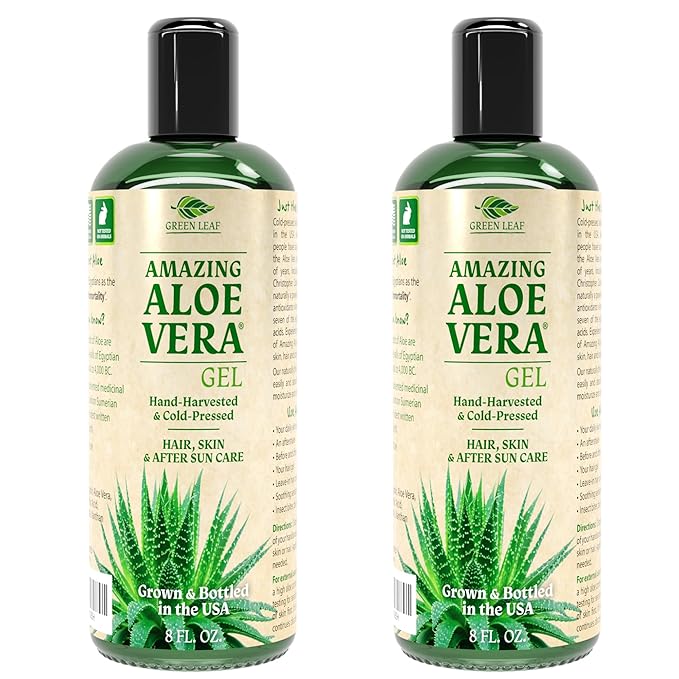 Amazing Aloe Vera Gel - Freshly Cut, 100% Pure Aloe, Premium Quality, Vegan, Unscented - Natural Sunburn Relief, After Shave, Skin, Face & Hair Care (two 8oz bottles) 16oz-VivaGrace Women