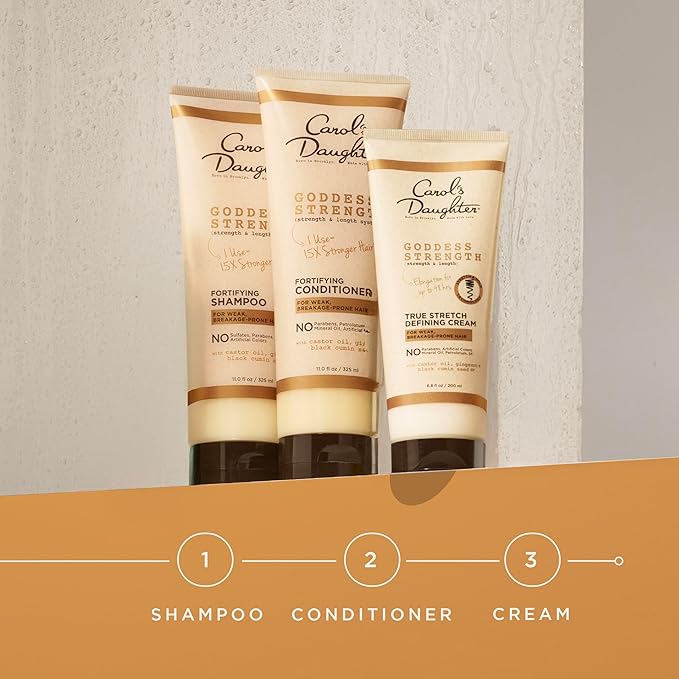 Carol's Daughter Goddess Strength True Stretch Defining Hair Cream For Waves, Coils and Curls, Curl Defining Cream with Castor Oil, 6.8 Fl Oz-VivaGrace Women