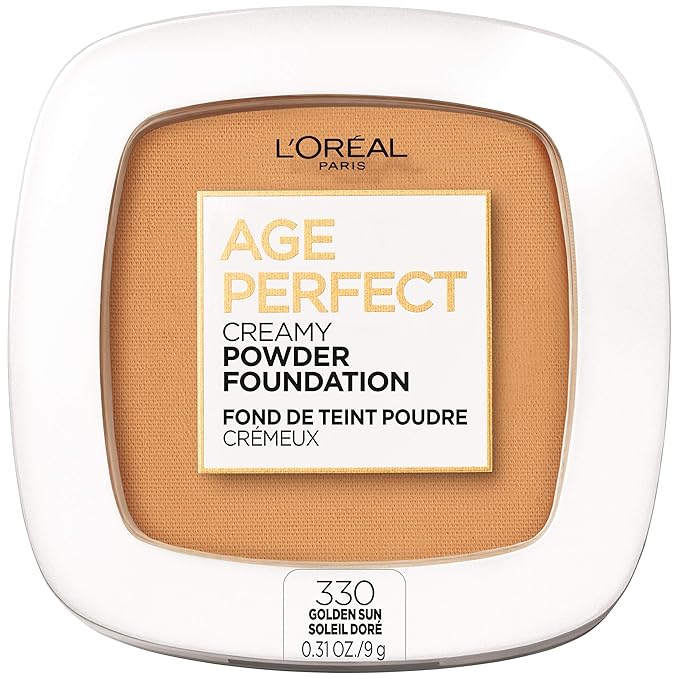 L’Oréal Paris Age Perfect Creamy Powder Foundation Compact, 330 Golden Sun, 0.31 Ounce-VivaGrace Women