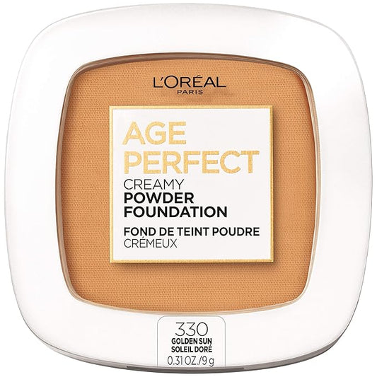L’Oréal Paris Age Perfect Creamy Powder Foundation Compact, 330 Golden Sun, 0.31 Ounce-VivaGrace Women