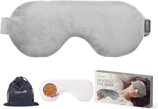 Luxtude Heated Eye Masks for Dry Eyes with Flaxseed & Lavender, Microwave Warm Eye Compress Moist Heat, Weighted Eye Mask for Sleeping, Hot Stye Eye Compress for Puffy Eyes, Dark Circles (Gray)-VivaGrace Women