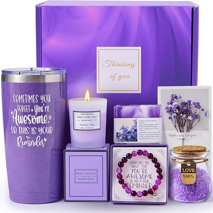 Gifts for Women Mom Best Friend, Unique Birthday Valentines Mothers Day Christmas Gifts for Women, Lavender Spa Gift Basket Set for Her, Self Care Get Well Retirement Appreciation Gifts-VivaGrace Women