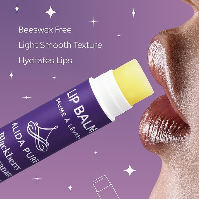 Blackberry Pomegranate Lip Balm Collection, Vegan Lip Balm Set, Beeswax Free, with Avocado Oil, Organic Jojoba Oil, and Vitamin E, Natural Moisturizer for Dry, Chapped Lips, 3 Tube Set-VivaGrace Women