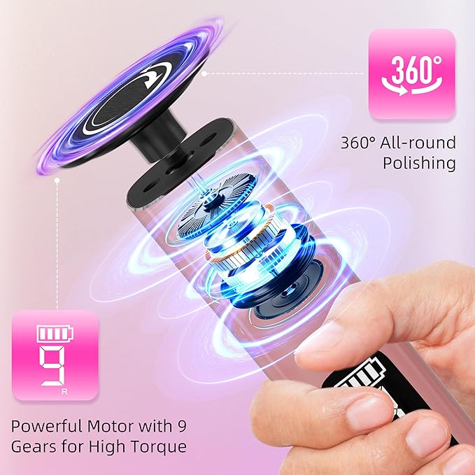 2 in 1 Electric Foot Callus Remover,9 Adjustable Speeds Rechargeable Electric Dead Skin Sander Pedicure Tools with Sandpaper Disk and Nail Drill Bits,Grinding Heads for Women&Men-VivaGrace Women