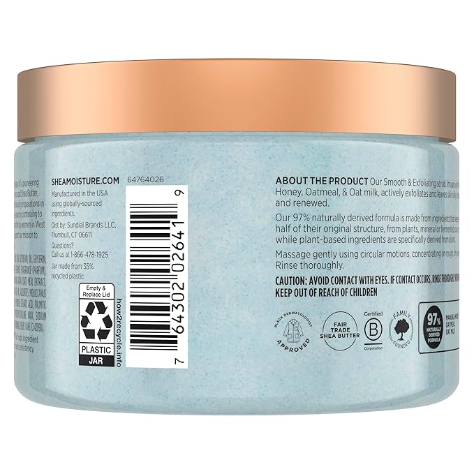 SheaMoisture Shea Sugar Body Scrub Manuka Honey Oatmeal for smooth & exfoliating Smooth and Exfoliating Body scrub with 24h shea moisture nutrients 12 oz-VivaGrace Women