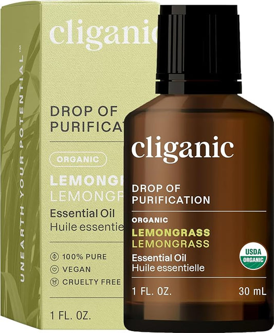 Cliganic Organic Lemongrass Essential Oil, 1oz - 100% Pure Natural Undiluted, for Aromatherapy Diffuser | Non-GMO Verified (Packaging May Vary)-VivaGrace Women