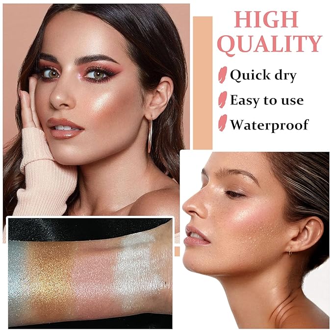 Polvo De Hadas Highlighter Glitter Stick Body Glitter Shimmer Face Brightening Highlighter Contour Powder Makeup Stick Face Blusher Fairy Glitter Highlighter Makeup - 02#Fairy Pink-VivaGrace Women