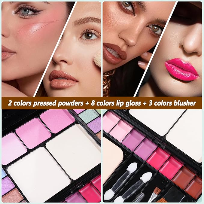 Makeup Kit Eyeshadow Palette for Women Full Gift Kit Girl Kids 49 Colors Makeup Set Combination Eyeshadow Palette with 12pcs Makeup Brushes-VivaGrace Women