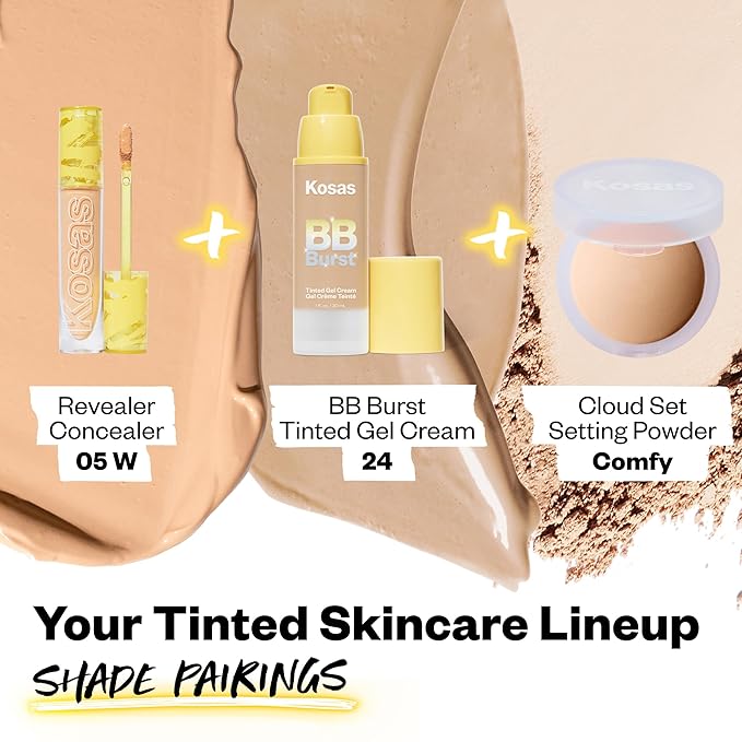 Kosas BB Burst Tinted Face Gel Cream - Supports Healthy Collagen, Smoothes Skin, Hydrates & Moisturizes - Lightweight Buildable Coverage - Medium Warm 24, (1 Oz/30 ML)-VivaGrace Women