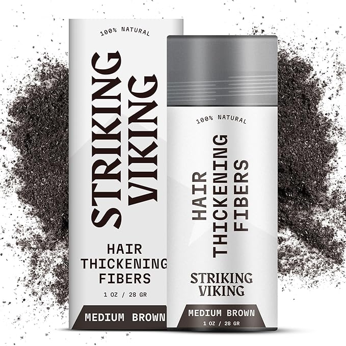 Striking Viking Hair Fibers for Thinning Hair (Medium Brown) 28g - Naturally Derived - Long Lasting Powder, Undetectable, Thicker Look for Men & Women-VivaGrace Women