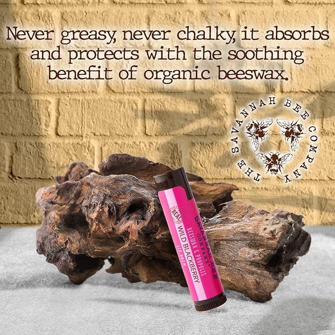 Savannah Bee Lip Balm Hanger 0.15 oz - Invigorating Mint Flavor - Natural Ingredients for Supple, Soft Lips - Convenient Hanger Design (.15 Oz, Wild Blackberry)-VivaGrace Women
