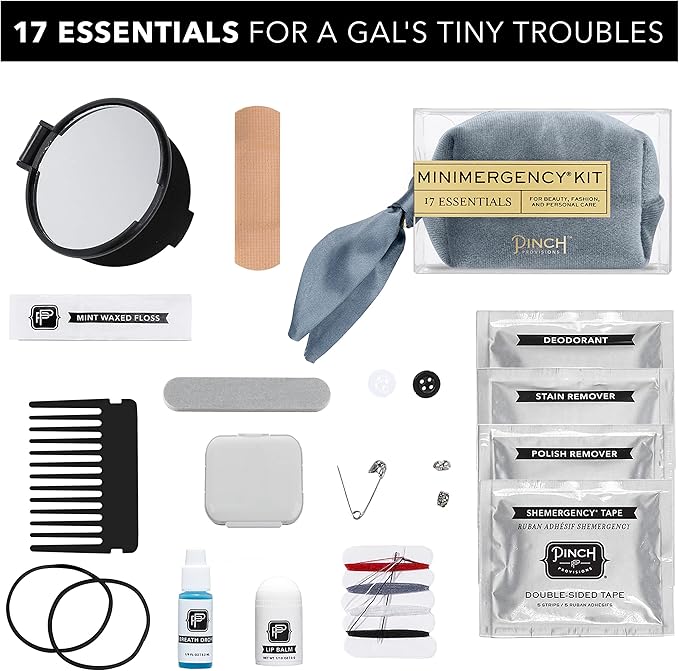 Pinch Provisions Velvet Minimergency Kit, for Her, Includes 17 Must-Have Emergency Essential Items, Compact, Multi-Functional Pouch, Gift for Parties and Birthdays-VivaGrace Women