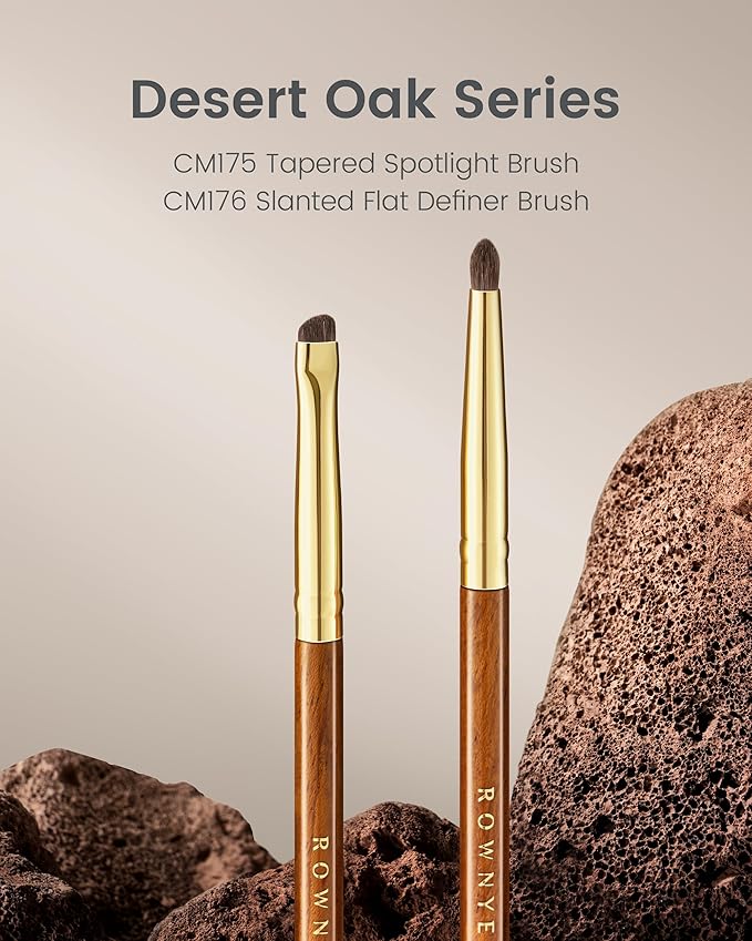 Desert Oak Series Soft-Angle Eyeshadow Brush - Curved Edge Pony Hair for Crease & Lash Lines, Bubinga Handle (CM 176)-VivaGrace Women