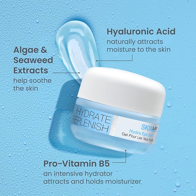 Hydrate& Replenish EYE CREAM- Gel Hydrator-Cream with Hyaluronic Acid & Marine Extracts, attracts moisture to the skin Algae And Seaweed Extracts to revitalize dull looking skin 0.5 Oz-VivaGrace Women