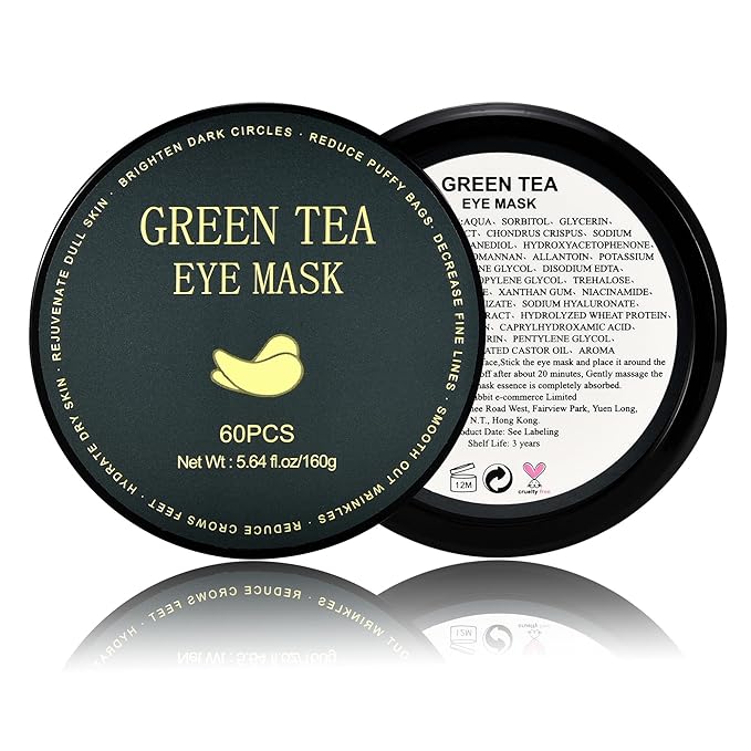 Under Eye Patches, Green Tea, 30 Pairs, Skin Treatment Masks for Dark Circles, Puffiness, Wrinkle, Hydrating Eye Mask, Anti-Ageing, Collagen, Plant Extract-VivaGrace Women