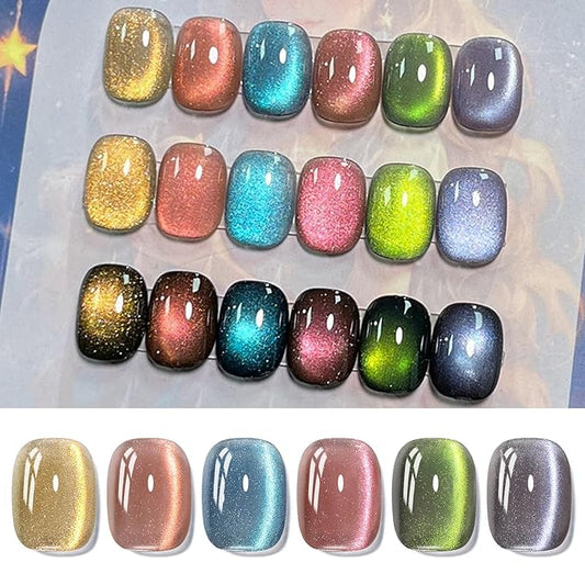 Born Pretty Magnetic Gel Nail Polish,Glitter Magnetic Gel Polish Shimmer Auroras Magnetic Gel Nail Art Manicure Kit 6PCS-VivaGrace Women