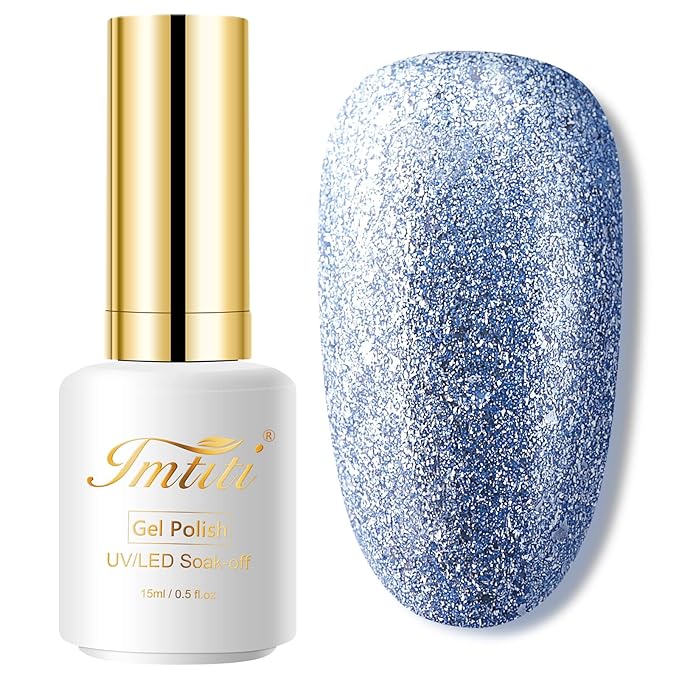 Imtiti Royal Blue Gel Nail Polish, 1 Pcs 15ml Platinum Glitter Color Soak Off LED Long-Lasting Nail Gel Polish Nail Art Starter Manicure Salon DIY at Home, 0.5 Fluid Ounces
