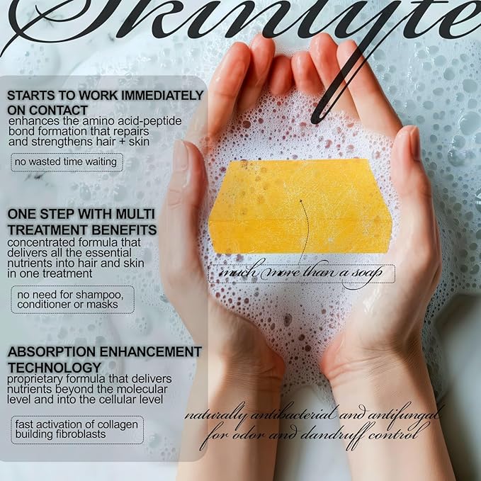 Natural Hair & Whole Body Bar Soap -Hair & Skin Treatment- Keratin & Collagen Peptides | Hair: Promotes Growth, Repair, Strength, Volume | Skin: Anti-Aging, Firm, Elasticity w/Organic Sulfur-VivaGrace Women