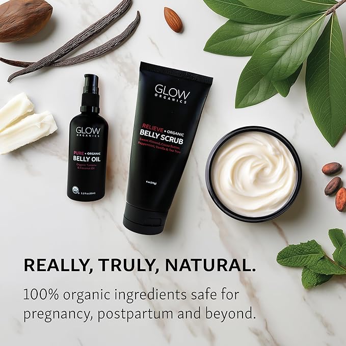 Pregnancy Bump Box, 3-Step Routine, Kit with Belly Scrub, Oil and Butter for Stretch Marks, Organic, Maternity Skin Care, Clean Beauty, The Perfect Gifts for Expectant Moms-VivaGrace Women