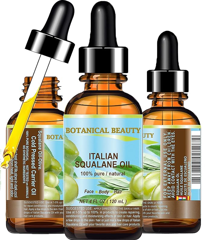 SQUALANE Italian Olive. 100% Pure Natural Undiluted Oil. 4 fl.oz- 120ml. 100% Ultra-Pure Moisturizer for Face, Skin, Body, Hair. Reliable 24/7 Skincare Protection-VivaGrace Women
