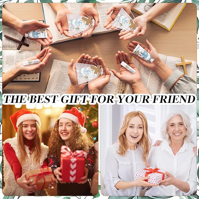 144 Pcs Christian Lip Balm Hand Cream Set Party Favors, Include 36 Bible Lip Balm 36 Moisturizing Hand Cream 36 Bags 36 Cards and Ropes for Accessories Gifts (Biblical, Cross)-VivaGrace Women