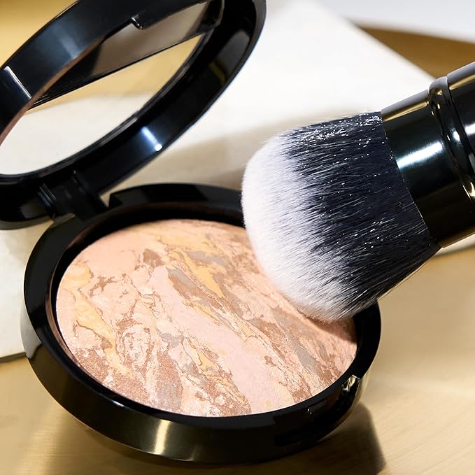 LAURA GELLER NEW YORK Laura's Must-Haves Kit 3pc: Baked Balance-n-Brighten Powder Foundation, Medium + Spackle Skin Perfecting Makeup Primer, Hydrate + Airbrush Round Kabuki Brush-VivaGrace Women