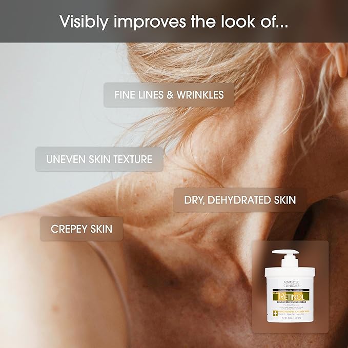Advanced Clinicals Retinol Cream + Hyaluronic Acid Lotion Face & Body Skin Care. Anti Aging Dry Skin Rescue Creams Reduce Appearance Of Wrinkles, Fine Lines, & Sagging Skin, 16 Oz (Pack of 2)-VivaGrace Women