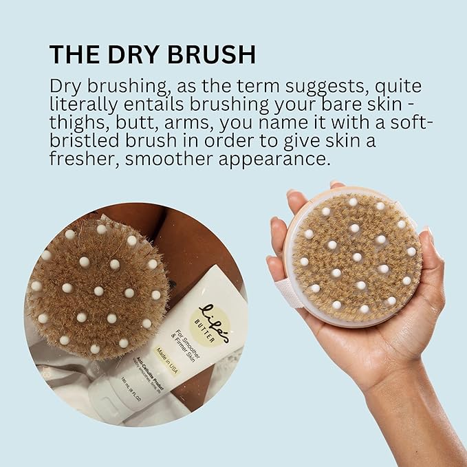 Life's Butter Anti-Cellulite Cream with L-Carnitine, Coenzyme Q10 | Skin Smoothening Natural Product | Fights Cellulite and Stretch Marks | 6 fl oz (Scent-Free) + Dry Brush-VivaGrace Women