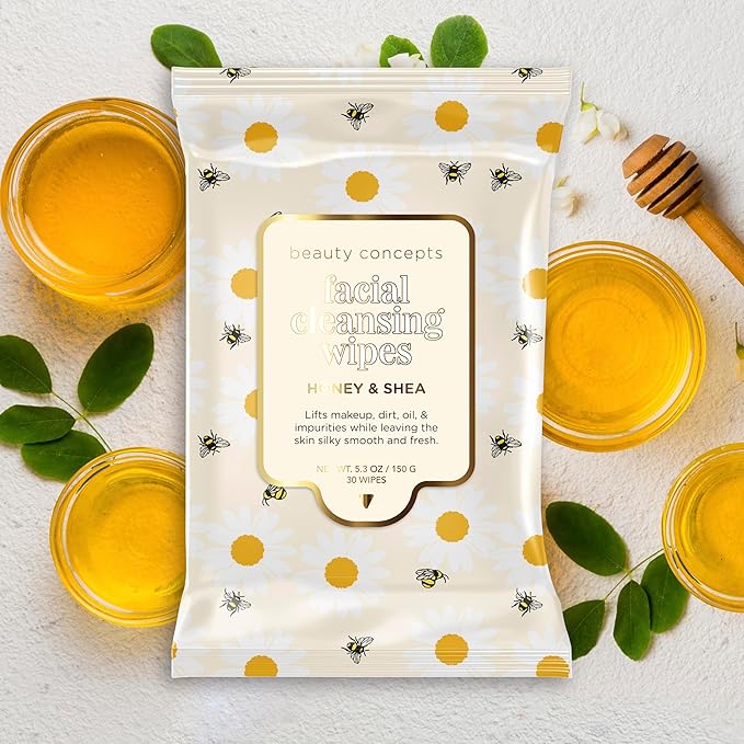 Beauty Concepts Facial Wipe Set - Packs of Face Wipes, Makeup Removing Wipes, Coconut, Honey & Shea, Vanilla Almond, & Cool Mint