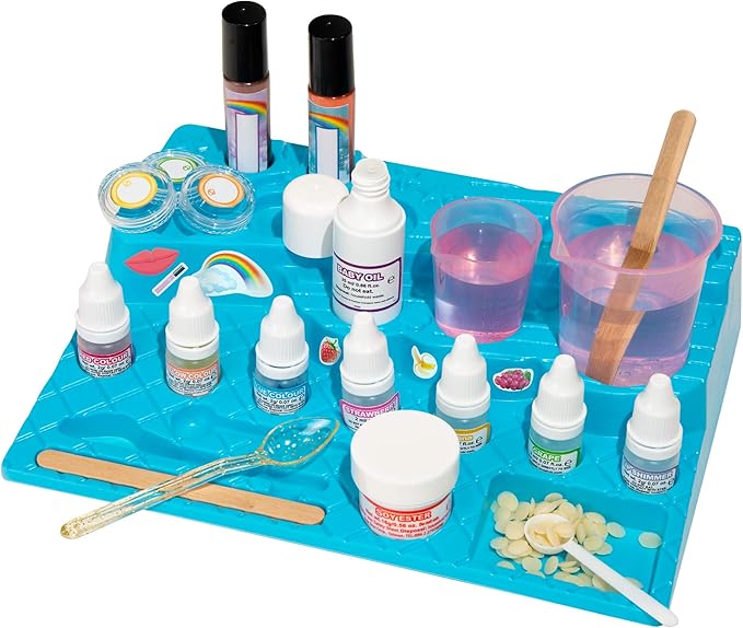Thames & Kosmos Yummy Rainbow Lip Balm Lab STEM Kit | Make Lip Balms, Glosses | Strawberry, Grape, Banana Flavors & Cosmetic Jars | Chemistry & Biology of Skin Care | 2-Language (EN/FR)-VivaGrace Women