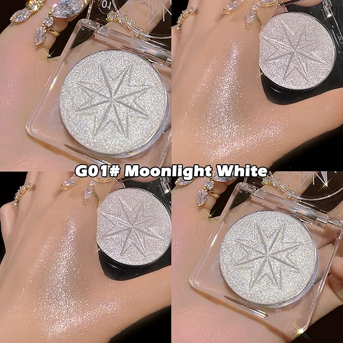 Erinde Pearl White Shimmer Glitter Highlighter Highlight Makeup Contour Powder, Silver Face Illuminator Highlighter, Highlighter Makeup iluminadores Illuminator for Face Body Cheek-VivaGrace Women