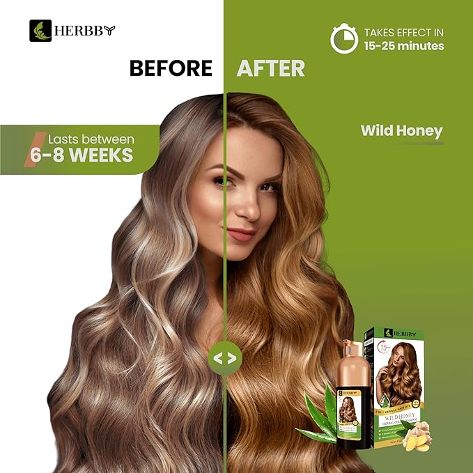 Hair Color Shampoo for Gray Hair Coverage&Color Transform with 9 Herbal Extracts –Long Lasting(6-8 Weeks),Shiny,Evenly Colored,Instant Hair Dye Shampoo&Conditioner, 500 Ml (WILD HONEY COLOR)-VivaGrace Women