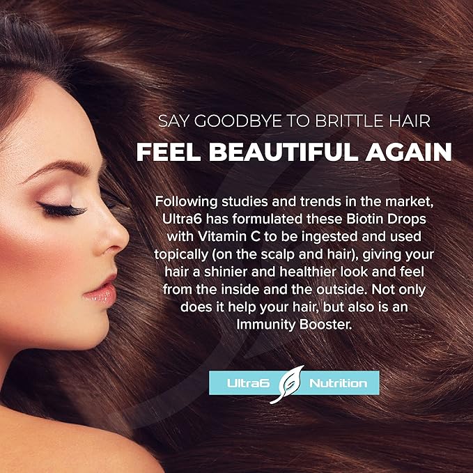 Liquid Biotin with Hair Vitamins - Vitamin C, E, B6 & Organic Coconut Oil - Liquid Biotin for Hair, Skin, Nails and Immunity Support-VivaGrace Women