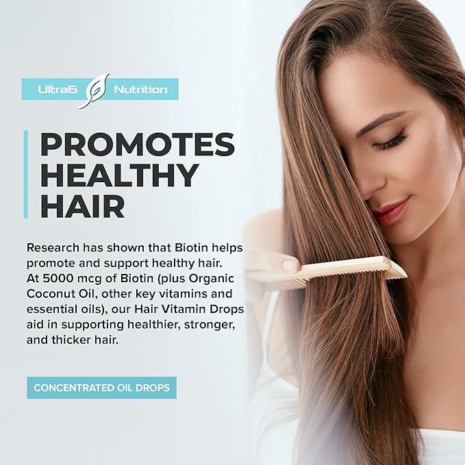 Liquid Biotin with Hair Vitamins - Vitamin C, E, B6 & Organic Coconut Oil - Liquid Biotin for Hair, Skin, Nails and Immunity Support-VivaGrace Women