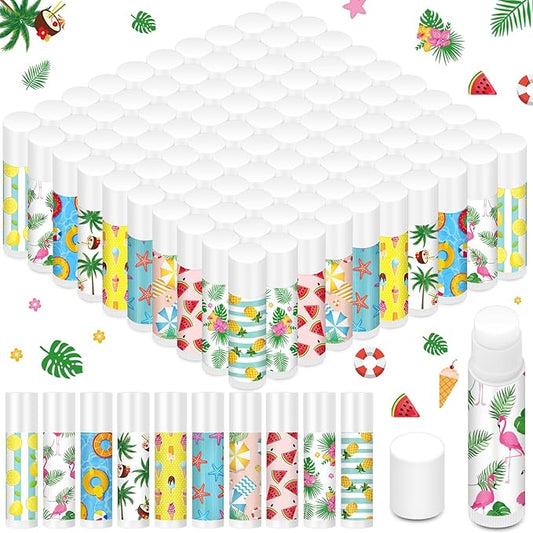 100 Pcs Summer Lip Balm Bulk Moisturizing Lip Balm Jasmine Flavor Lip Balms Cream Tropical Hawaiian Beach Luau Party Lip Care Product for Stocking Stuffers Beauty Gifts Women Men-VivaGrace Women