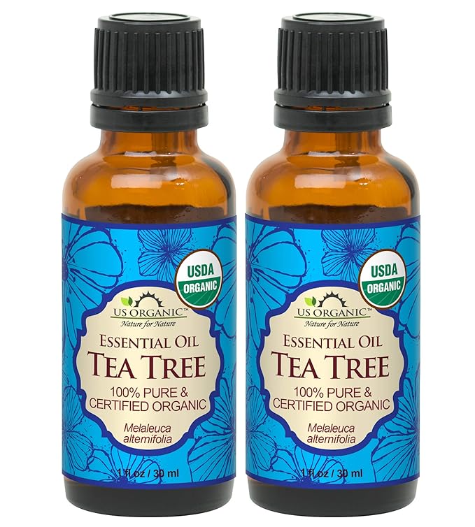 US Organic 100% Pure Tea Tree Essential Oil, Steam Distilled, USDA Certified Organic, for Hair, Skin, Scalp, Foot, Toenails, and Nail Polish - 30 ml, 2 Pack-VivaGrace Women