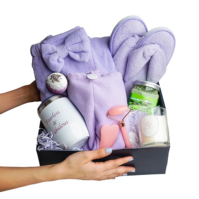 Relaxing Luxury Spa Care Package with Body & Hair Wrap and Matching Flip Flops, Thinking of You Gifts for Women, Gifts for Women, Birthday Baskets, Get Well Soon Gifts, Her, Sister, Mom, Best Friends-VivaGrace Women