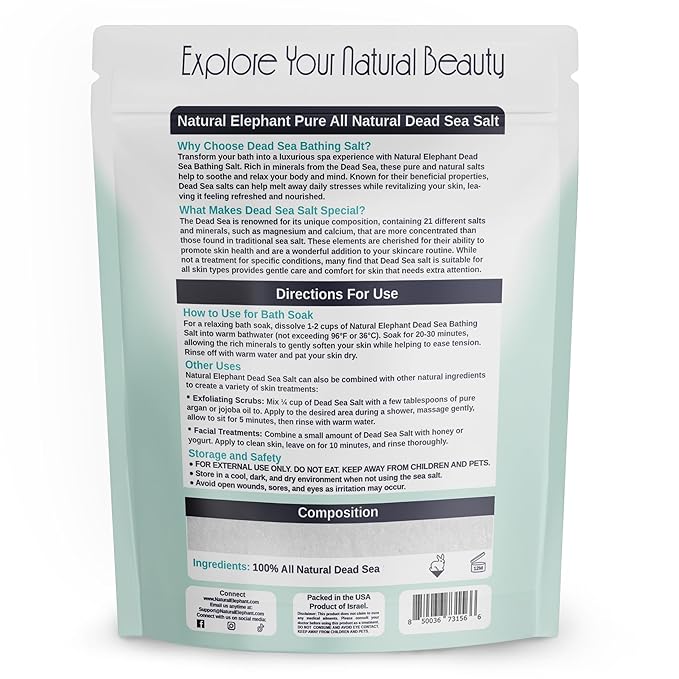 Natural Elephant Dead Sea Bath Salt |19 Pounds Bulk Bag | 100% Natural and Pure| Fine Grain | Perfect for Bathing and Soothing Soaks-VivaGrace Women