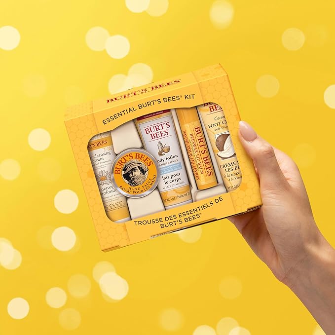 Burt's Bees Back to School Gifts Ideas, 5 Body Care College Dorm Products, Everyday Essentials Set - Original Beeswax Lip Balm, Deep Cleansing Cream, Hand Salve, Body Lotion & Foot Cream, Travel Size-VivaGrace Women