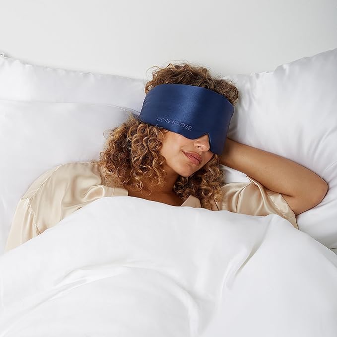 Dore & Rose Deep Sleep Mask Light Blocking, 23 Momme Mulberry Silk Eye Mask, Ultra Soft, Adjustable - Travel Sleeping Mask for Men & Women - Dark Blue-VivaGrace Women