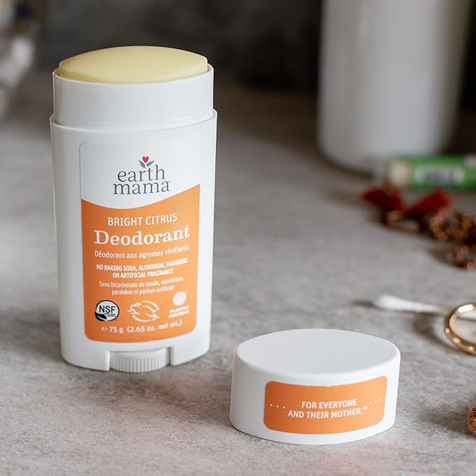 Earth Mama Bright Citrus Deodorant | Safe for Sensitive Skin, Pregnancy and Breastfeeding, Contains Organic Grapefruit and Calendula, No Baking Soda or Aluminum, 2.65-Ounce (2-Pack)-VivaGrace Women