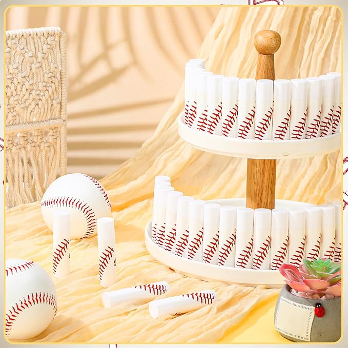 144 Pcs Baseball Lip Balm Hand Cream Set Baseball Party Supply, Include 36 Baseball Lip Balm 36 Moisturizing Hand Cream 36 Baseball Bag 36 Baseball Card and Rope for Baseball Accessories Gifts-VivaGrace Women