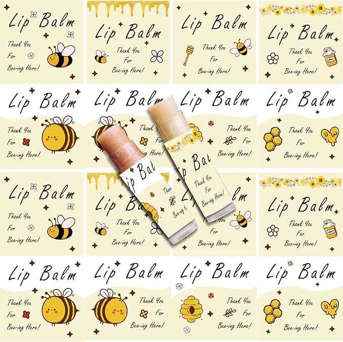 CRASPIRE 80Pcs 8 Styles Labels for Lip Balm Coated Paper Paster Honey Bee Square Tubes Lip Balm Labels Stickers Natural Homemade Self-Adhesive Stickers Logo for Containers Cosmetics Lipsticks-VivaGrace Women