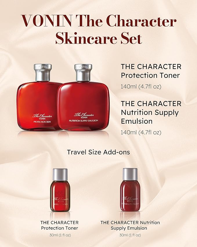 The Character Set (11.5fl oz) - Daily Skincare Kit for Men's Skin Protection & Rejuvenation by LG Beauty. Toner, Emulsion with Woody Musk Scent.-VivaGrace Women