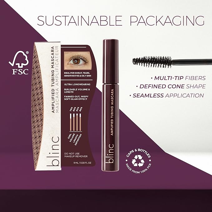 Blinc Amplified Tubing Mascara, Ultra-Longwearing Washable Mascara, Soft-Glam Volumizing, Lengthening and Defining Mascara, Gluten-Free and Cruelty-Free, 9mL / 0.30 Fl. OZ-VivaGrace Women