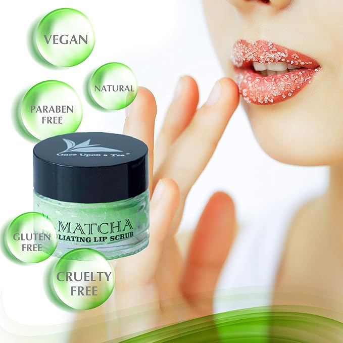 Exfoliating Green Tea Matcha Sugar Lip Scrub, Hydrating Treatment for Dry, Chapped & Cracked Lips, Best Peeling Solution For Plump, Younger Looking Lips, Lip Polish-VivaGrace Women