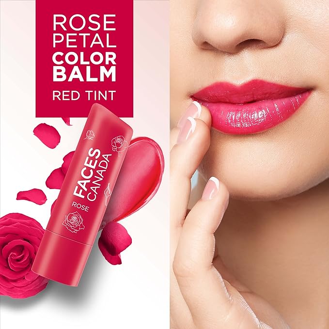 Red Tinted Lip Balm - Rose Petal | SPF 15 | 12 Hour Moisture | Rosy Soft Lips with Shea Butter & Vitamin E | Deep Nourishing for Dry Chapped Lips | 0.16 Oz/4.5g-VivaGrace Women
