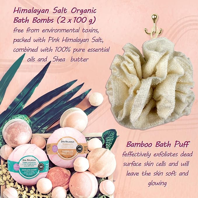 Spa Gift Baskets For Women - Premium Spa Gifts For Women With Cosmetic Bag, Bath Bombs, Handmade Spa Gift Set & Gift Boxes For Women - Mom Gifts, Birthday Gift Basket For Women-VivaGrace Women