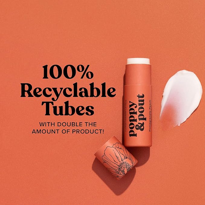 Poppy & Pout Pomegranate Peach Jumbo Lip Balm | All Natural Lip Balms & Moisturizers | Hydrates with Beeswax, Vitamin E, Organic Coconut Oil | Cruelty-Free | Lip Balm in Recyclable Cardboard Tube-VivaGrace Women