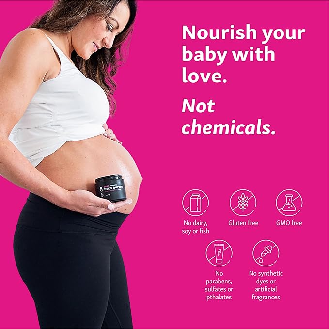 Belly Butter for Pregnancy, 100% Organic Stretch Mark Cream, Maternity Skincare for Itchy Skin & Scars, Safe Daily Ritual for Moms, 3.8oz-VivaGrace Women